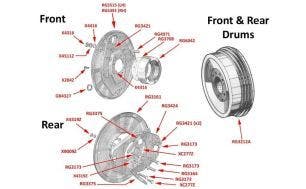 Brake Drums & Backplates, Silver Dawn (chassis SBA2-SBA138), Silver Wraith (chassis WTA1-WLE27) , & MkVI (chassis B2AK-B601FU)