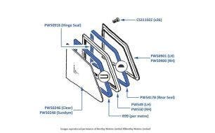 Corniche Rear Quarter Glass Seals, Fixed Head/Coupe chassis numbers 01001-22918