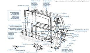 Rear Door Dropglass, Frame & Fittings