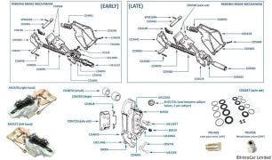 Rear Wheel Calipers & Caliper Components, chassis numbers 01001-22117