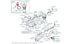 In-Line Pipes, Hoses & Filter chassis numbers 30000-50757 & 01557-05036 (SU Carburetor, USA)