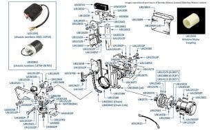 Window Motor, 4-door cars (chassis 01001-36421)