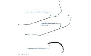 Heat Exchanger, Pipes & Hoses chassis numbers 13619-50757 & 01557-05036