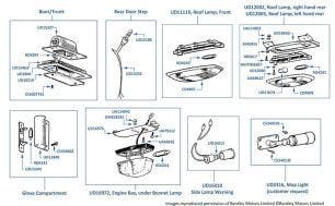 Interior Lamps, chassis numbers 08635-41648 (4-door cars)