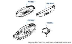 Interior Lights, 2-door cars, chassis numbers 01001-05999 (Fixed Head)