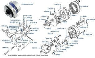 Alternator chassis numbers 34596-46783 (other than Mulsanne SL)