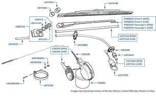 Windscreen Wipers, Corniche & Continental, chassis numbers 50008-50170 