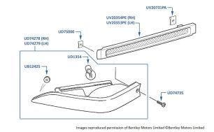 Front Indicator & Sidelight, Continental R, Continental SC, Continental T & Azure, chassis numbers 61501-67538 & 01001-01876