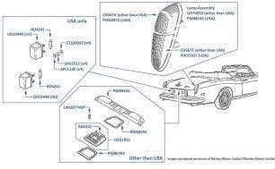 Rear Lights & Number Plate Lights, Corniche & Continental, chassis numbers 30000-50170 