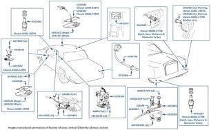 Air Temperature Sensors & Circuit Breaker, chassis numbers 01001-27998 (4-door cars)