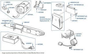 Alarm Control Module, Remotes & Siren, Continental T, chassis numbers 53159-67082