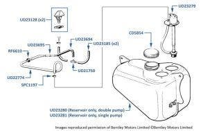 Windscreen Washers, Silver Spirit, Spur, Mulsanne, Mulsanne Turbo & Eight, chassis numbers 01001-10127 