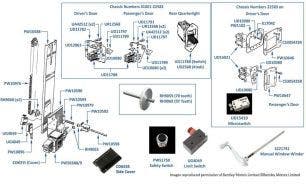 Window Motor, 2-door Cars, chassis numbers 01001-22582