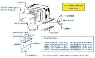 Door Mirror, 4-door cars, chassis numbers 31001-55761 (chrome, mounted on door)