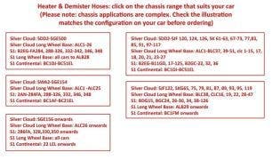 Silver Cloud I & S1 Heater Hoses - Select Here to Choose by Chassis Number