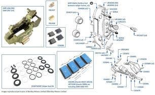 Calipers (Rear), Corniche & Continental (mineral oil cars only)