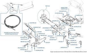 Brake Cable (Rear), 4-door cars other than Touring Limousine, chassis numbers 01001-46783