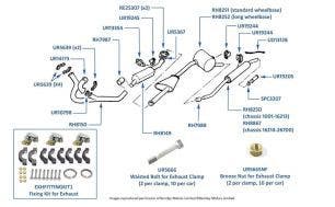 Pipes, Silencers & Fittings, Silver Shadow & Bentley T (chassis numbers 01001-26708) Non US Spec