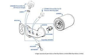 Oil Filter & Pedestal (non-Turbo cars), UK, chassis numbers 13770-16970