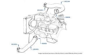 Radiator Hoses, Bentley Eight, chassis numbers 08862-13875 (other than USA & Japan)