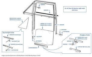 Front Door Glass, 4-door cars (where mirror is mounted on Door Shell)