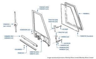 Rear Quarter Glass, Corniche & Continental, chassis numbers 40001-50029