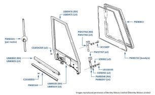 Rear Quarter Glass, Corniche & Continental, chassis numbers 50030-50170