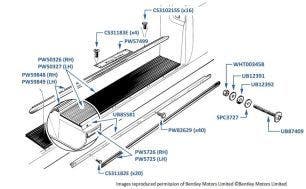 Sill & Treadplate Trim, Corniche & Continental, chassis numbers 05037-09027