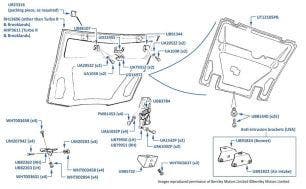 Bonnet/Hood, Hinges & Insulation, 4-door cars, chassis numbers 46001-55759