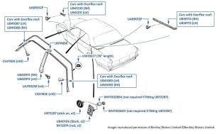 Roof & Door Pillar Trim, Silver Spirit, Mulsanne, Mulsanne Turbo & Bentley Eight, chassis numbers 03194-10126