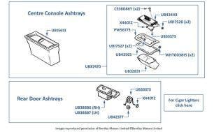 Ashtrays, 4-door cars (other than Touring Limousine), chassis numbers 01001-27999