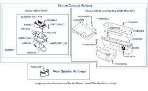 Ashtrays, Corniche & Continental, chassis numbers 30001-68621 & 02000-02079