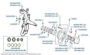 Hub, Axle & Wheel Bearings (Front), Corniche & Continental, chassis numbers 30001-50170