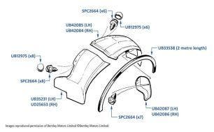 Undersheets, Front Wing/Fender, Mulsanne Turbo, Turbo R & Turbo RL, chassis numbers 04233-16570