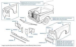 Front Wings/Fenders, Corniche & Continental, chassis numbers 20010-50170