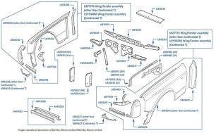 Front Wings/Fenders, Continental R, Continental T & Azure, chassis numbers 42001-61182