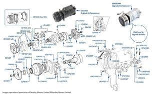 Air Conditioning Compressor, Mulsanne Turbo, Turbo R & Turbo RL, chassis numbers 04233-16570