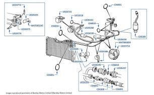 Air Conditioning Hoses & Pipes, Silver Spirit & Mulsanne, chassis numbers 09534-13859 (other than USA, Middle East & Japan)