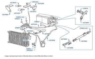 Air Conditioning Hoses & Pipes, Corniche & Continental, chassis numbers 50001-50039