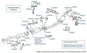 Exhaust Pipes & Silencers, non-catalyst, Azure, chassis numbers 61501-62666 & 01001-01238