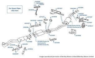 Exhaust Pipes & Silencers, non-catalyst, Turbo R, Turbo RL & Turbo RT, chassis numbers 54002-66750