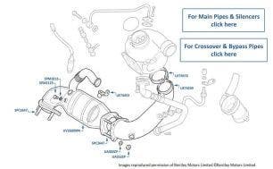 Turbo Outlet & Pre-Cat, catalyst, Corniche, chassis numbers 68001-68621 & 02000-02079