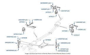 Exhaust Hangers & Grass Fire Shields, 2-Box system, chassis numbers 20003-27798 (cars for USA & Australia)