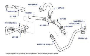 Air Injection Hoses & Pipes, Mulsanne S & SL, chassis numbers 31006-44588