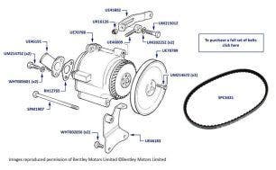 Air Injection Pump & Belt, Silver Spirit, Silver Spur, Bentley Eight & Mulsanne, chassis numbers 20014-27799 (cars for USA & Japan)