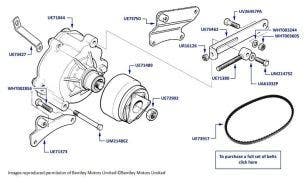 Air Injection Pump & Belt, Corniche & Continental, chassis numbers 30001-40533