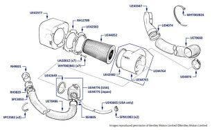 Air Intake, Corniche & Continental, chassis numbers 05038-16968 (cars for USA, Japan & Australia)