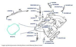 Intake Manifold, Corniche & Continental, chassis numbers 05038-16968 (Fuel Injected cars)