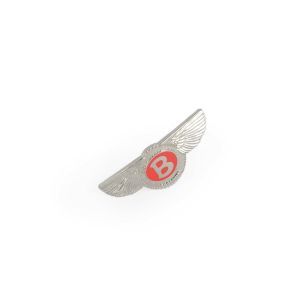 BENTLEY LAPEL PIN, SILVER ON RED (35 MM)