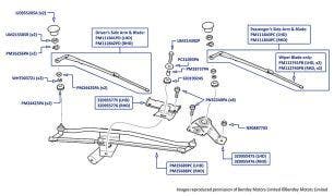 Windscreen Wipers, Arnage R (chassis 12828-12950), Arnage RL (chassis 19568-19591), Arnage T (chassis 12831-12948) & Azure (chassis 12827-12949)